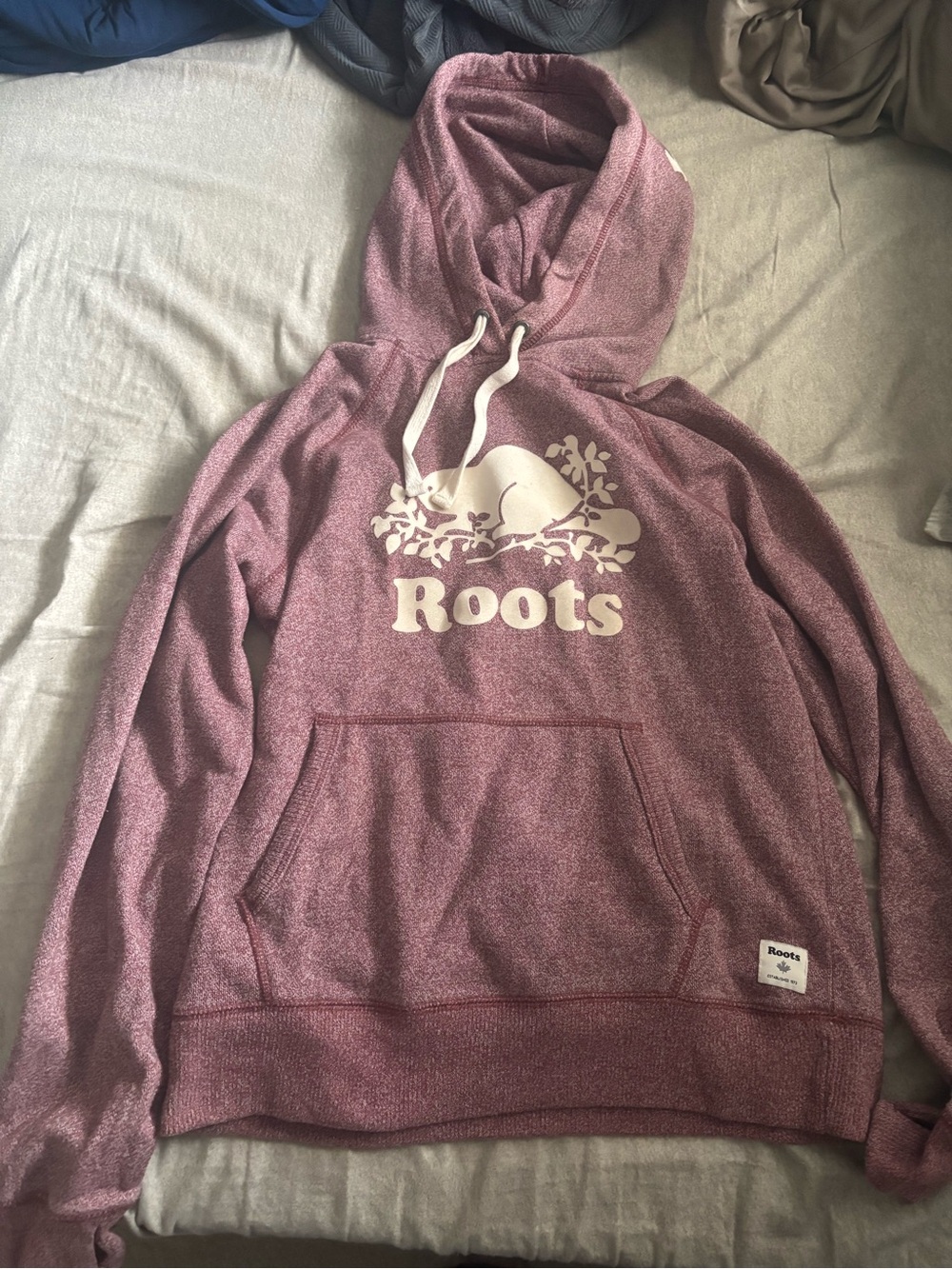 Roots Heathered Rose Pullover Hoodie with Logo